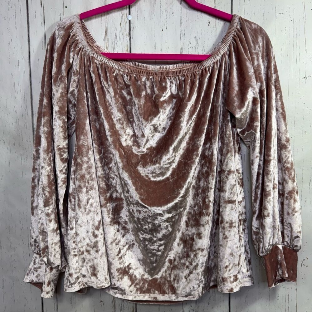 Mono B Velvet Off Shoulder Top Pink Blush M Party Y2K Romantic Festival Girly